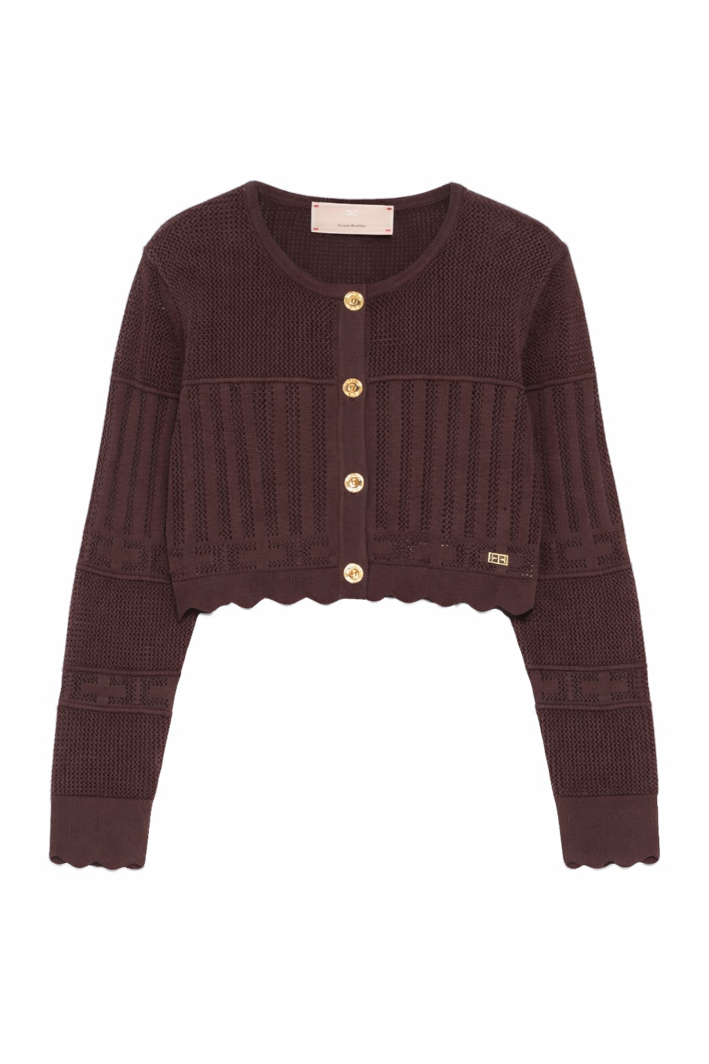 Cardigan per bambina Elisabetta Franchi La Mia Bambina marrone con dettagli color oro EFMA191CFL109 6028 ElISABETTA FRANCHI KIDS 