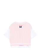 Set t-shirt e gilet per bambina MSGM Kids multicolore con logo sul retro S6MSJGTH034 001/78 MSGM KIDS 