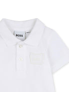Tutina per neonato Boss Kids bianca con dettaglio applicato J53033 10P BOSS KIDS 