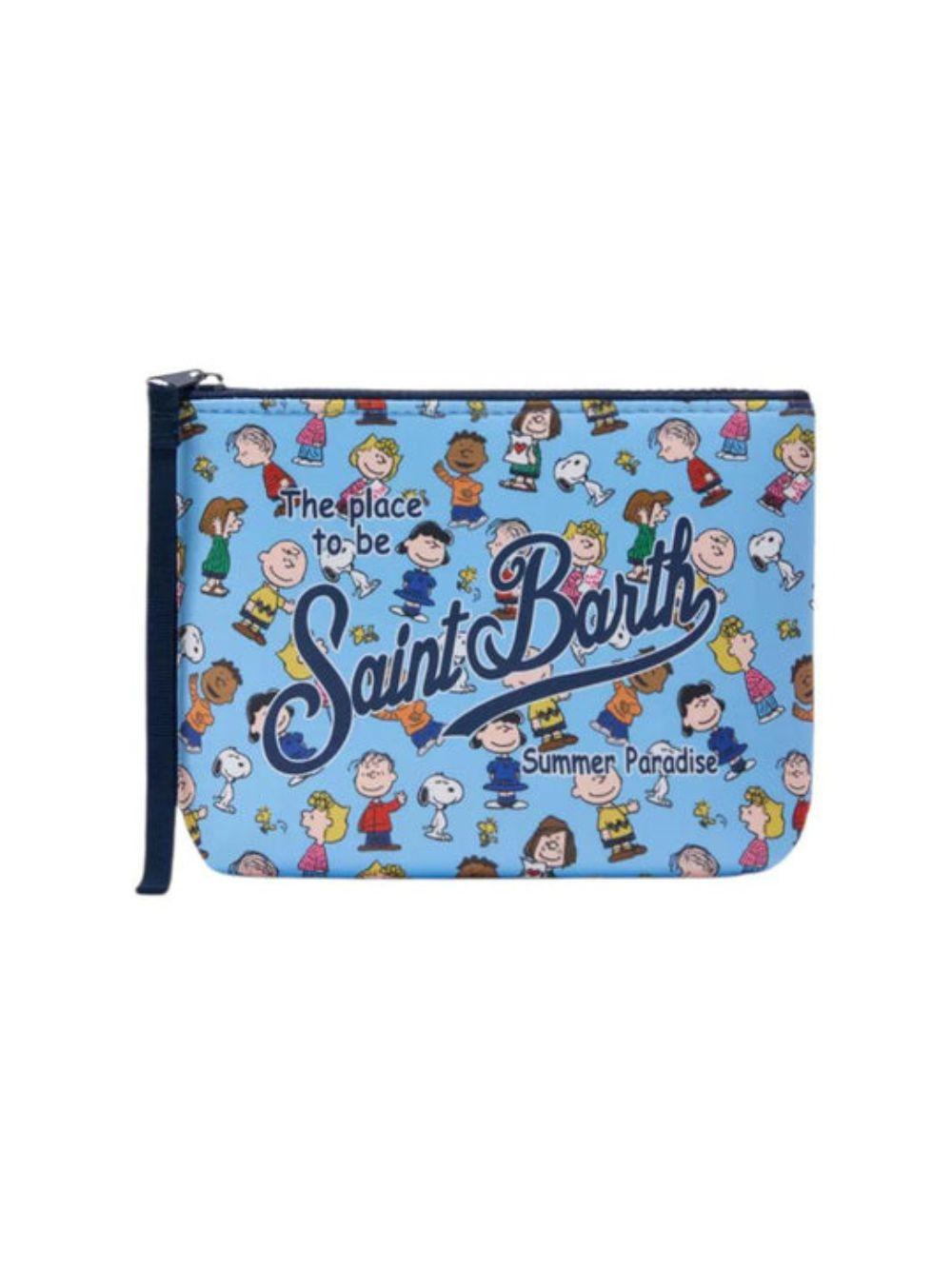 Pochette Aline MC2 Saint Barth x Peanuts azzurra con stampa grafica all-over ALIN001 02290L MC2 ST. BARTH KIDS 