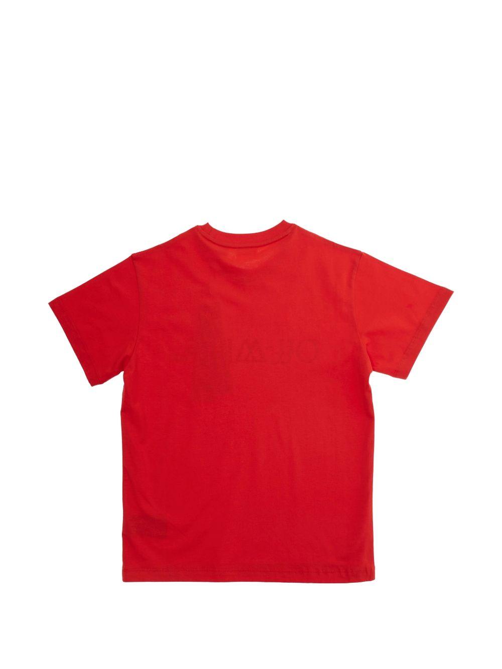 T-shirt per bambini Off-White Kids rossa con logo sul davanti 44BAA002S26J001 600 OFF WHITE KIDS 