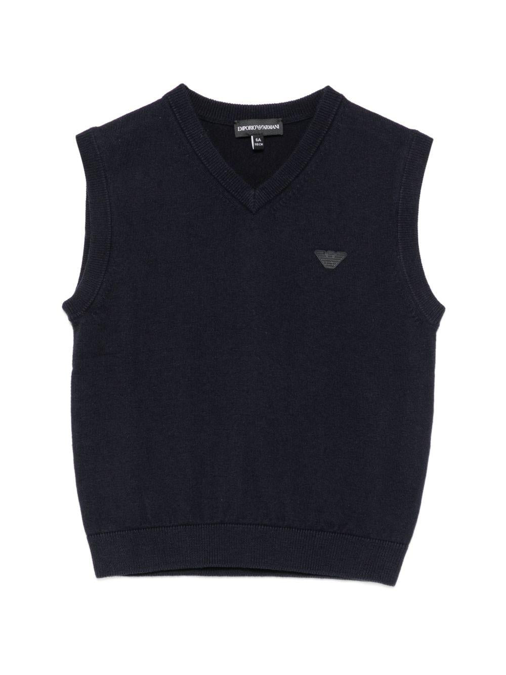 Gilet per bambino Emporio Armani Kids blu con toppa con logo EB000442 AF28773 UB118 EMPORIO ARMANI KIDS 