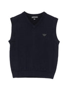 Gilet per bambino Emporio Armani Kids blu con toppa con logo EB000442 AF28773 UB118 EMPORIO ARMANI KIDS 
