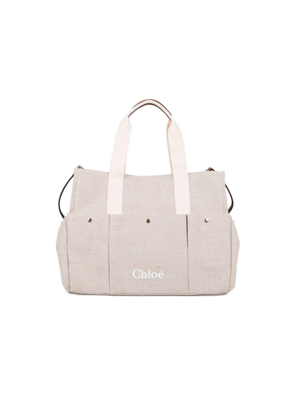 Borsa fasciatoio per neonati Chloé Kids beige con stampa logo C20941 117 CHLOE' KIDS 