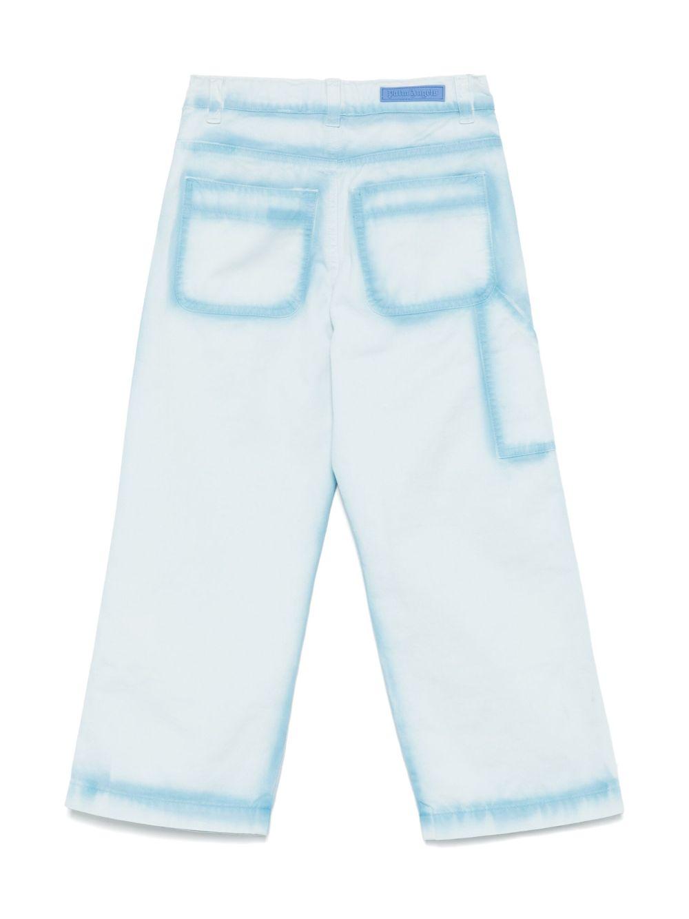 Jeans dritti con effetto vernice per bambino Palm Angels Kids azzurro con passanti PBCF006S25FAB001 4042 PALM ANGELS KIDS 