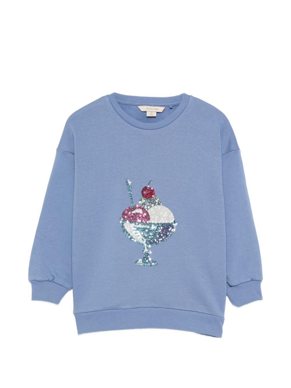 Felpa per bambina Konges Sløjd blu con decorazione a paillettes KS104948 BLUE KONGES SLOJD KIDS 