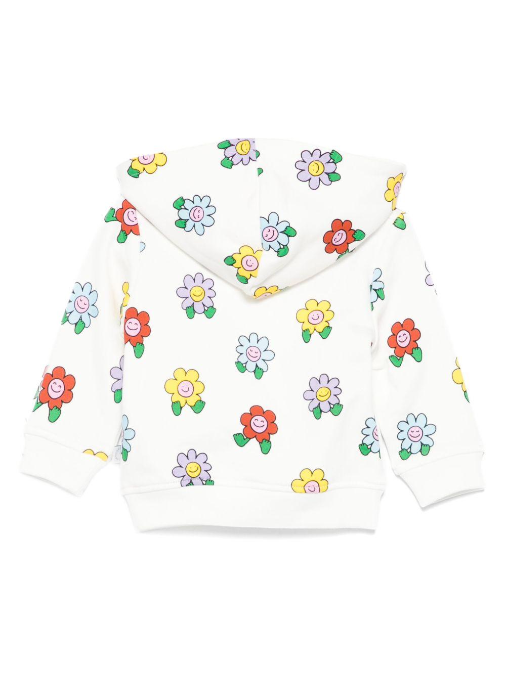 Felpa per neonata Stella McCartney Kids bianco con stampa floreale e cappuccio TX4030 Z3208 101MC STELLA McCARTNEY KIDS 