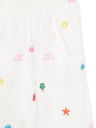 Pantaloni per bambina MC2 Saint Barth Kids bianchi con motivi marini ricamati PAE001 00429L MC2 ST. BARTH KIDS 