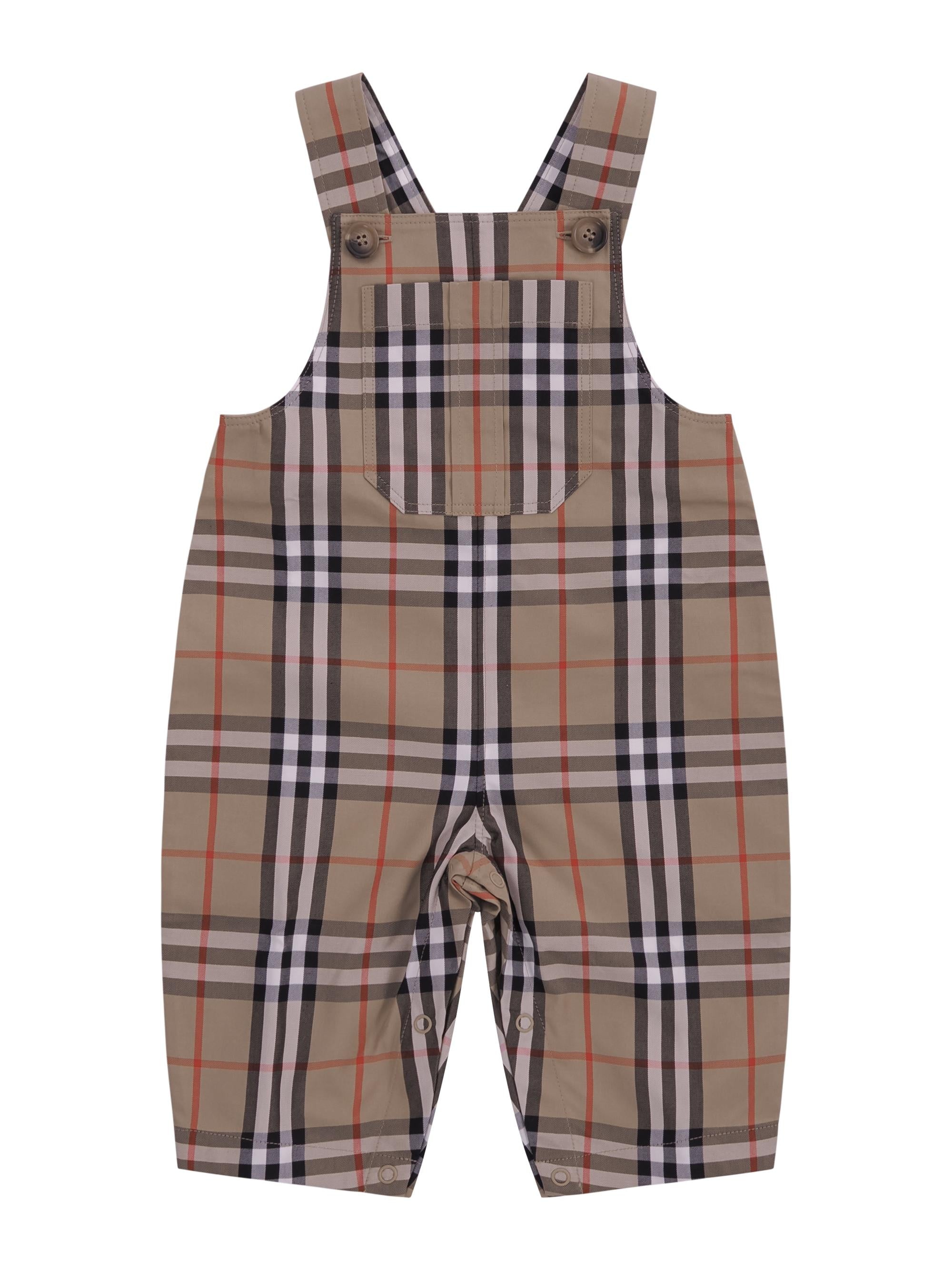 Set tre pezzi per neonato Burberry Kids beige con caratteristico motivo Vintage Check 8117965 B9368 BURBERRY KIDS 