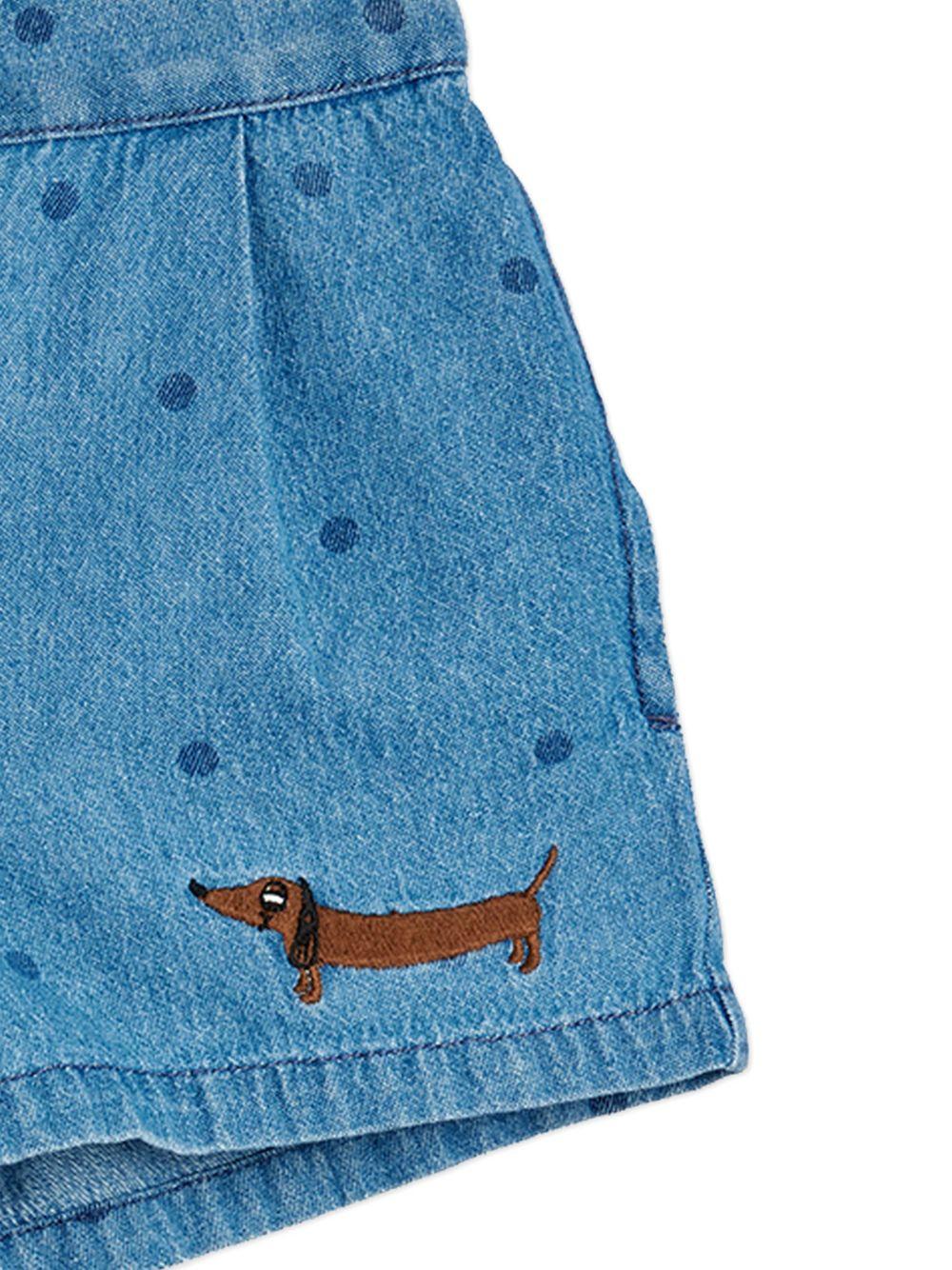 Shorts per bambino Mini Rodini denim con ricamo bassotto 26230152 BLUE MINI RODINI KIDS 