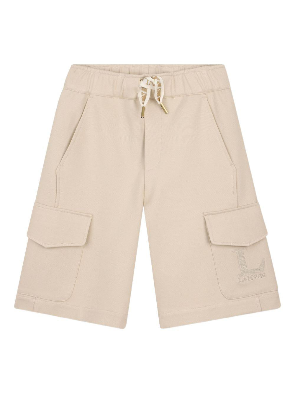 Shorts per bambino Lanvin Enfant beige con vita elasticizzata N30377 180 LANVIN KIDS 