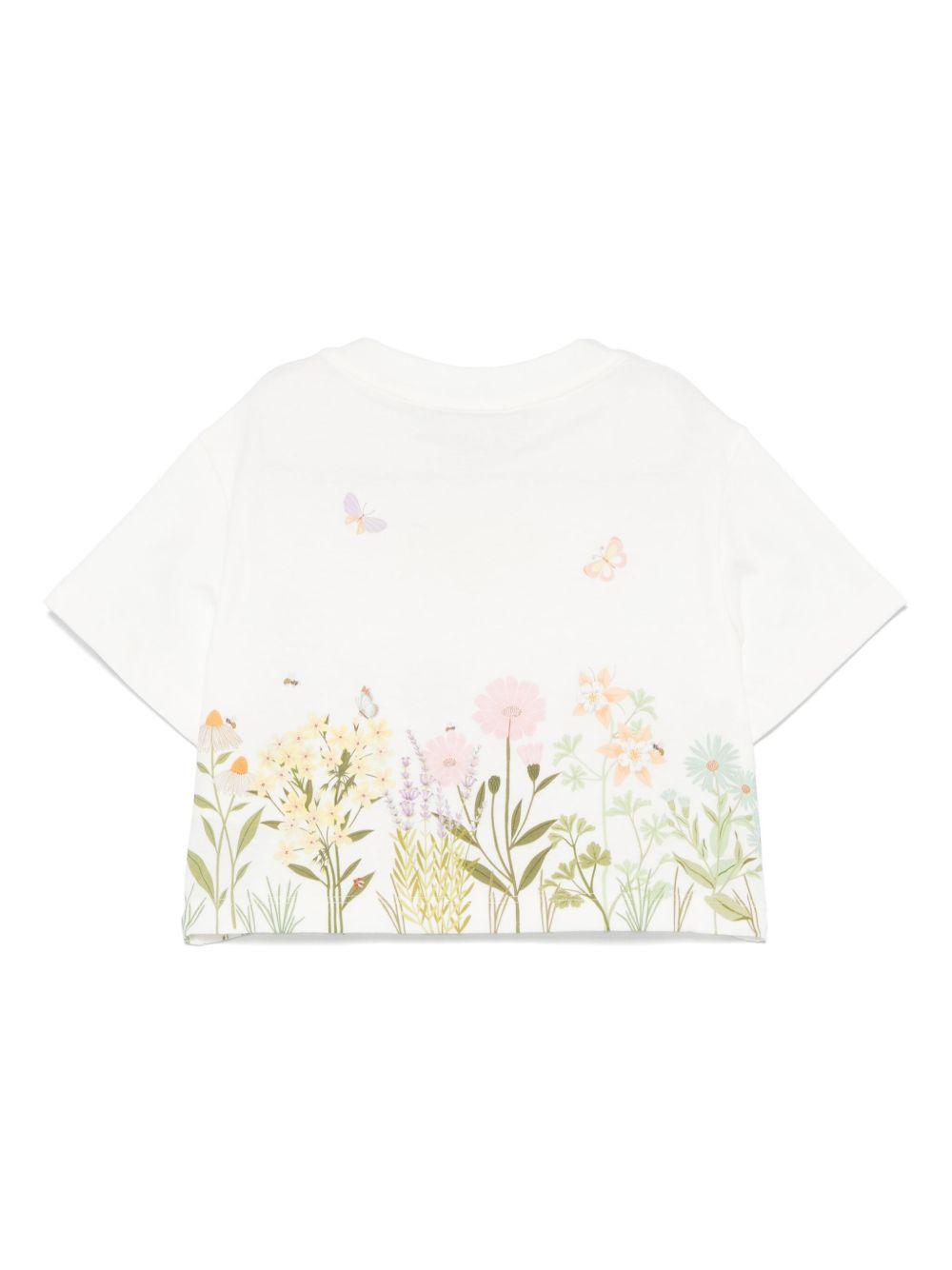 T-shirt per bambina Fendi Kids bianco con logo JFI374 7AJ F0TU9 FENDI KIDS 