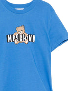 T-shirt da bambino Moschino Kids blu con stampa logo HZM058LAA03 40630 MOSCHINO KIDS 