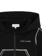 Felpa per bambina The Marc Jacobs Kids nera con dettagli disegnati bianchi W60747 09B THE MARC JACOBS KIDS 