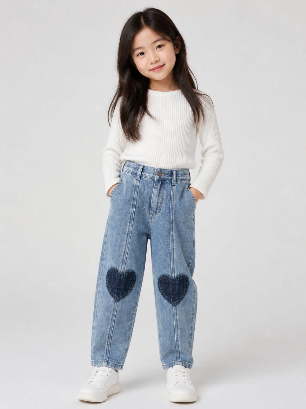 Jeans per bambina Stella McCartney Kids in denim con toppe a contrasto TZ6A70 Z0746 641 STELLA McCARTNEY KIDS 