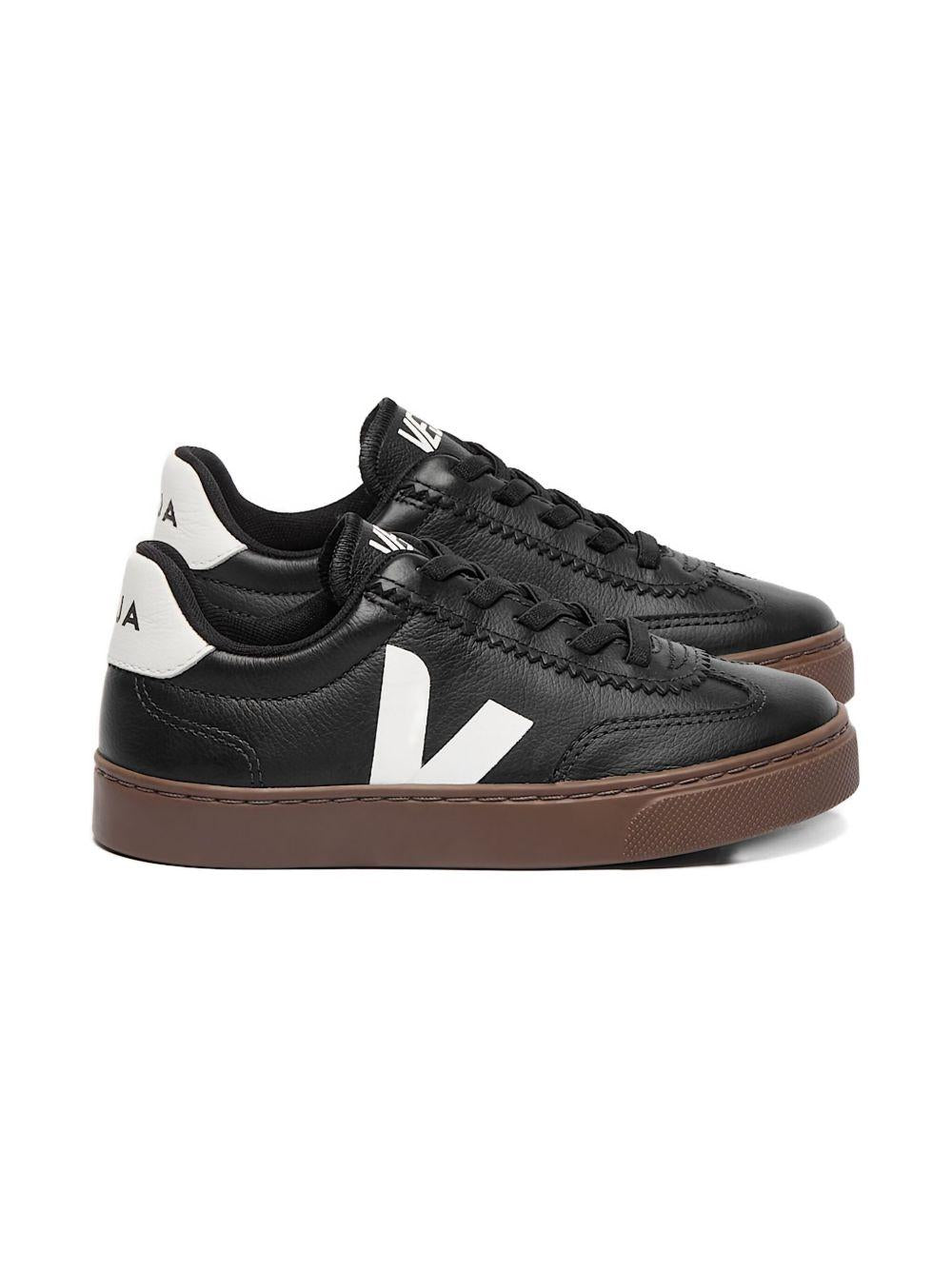 Sneakers per bambino Veja Kids nere con dettaglio logo SY2021015 BLACK WHITE BARK VEJA KIDS 