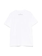 T-shirt con stampa per bambino Stone Island Junior bianco con girocollo K1S162100010S0128 V0001 STONE ISLAND JUNIOR 