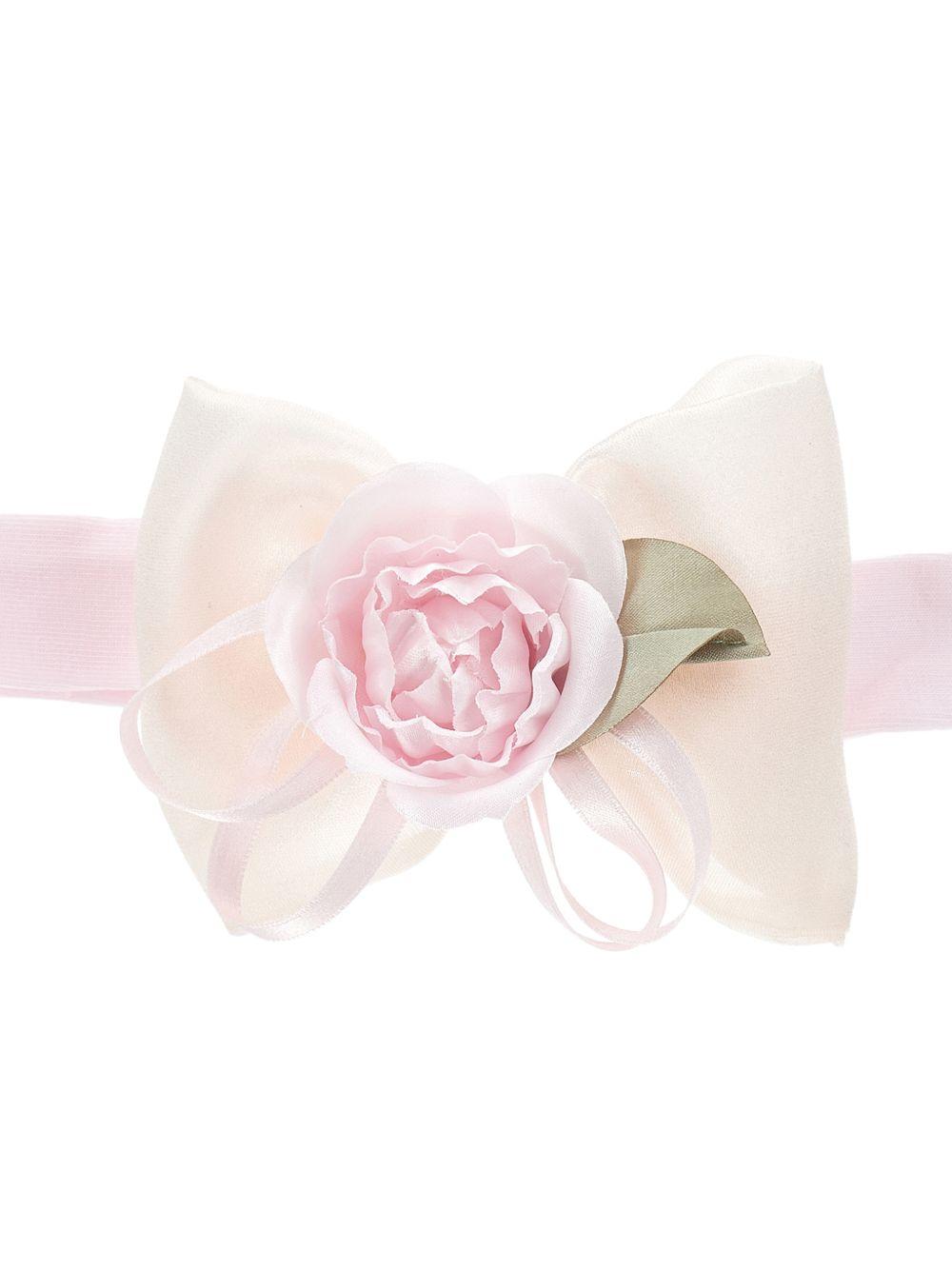 Fascia per capelli per neonata Monnalisa rosa con dettaglio con fiocco e fiore 73G005 7201 0091 MONNALISA 