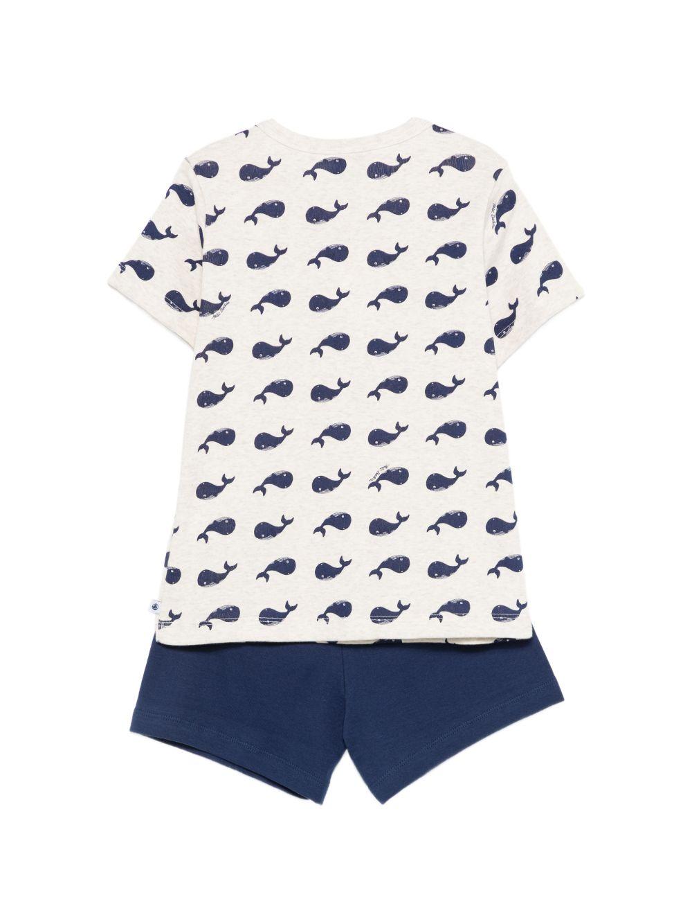 Set pigiama t-shirt e shorts per bambino Petit Bateau multicolore con stampa balene A0EF1 01 PETIT BATEAU KIDS 