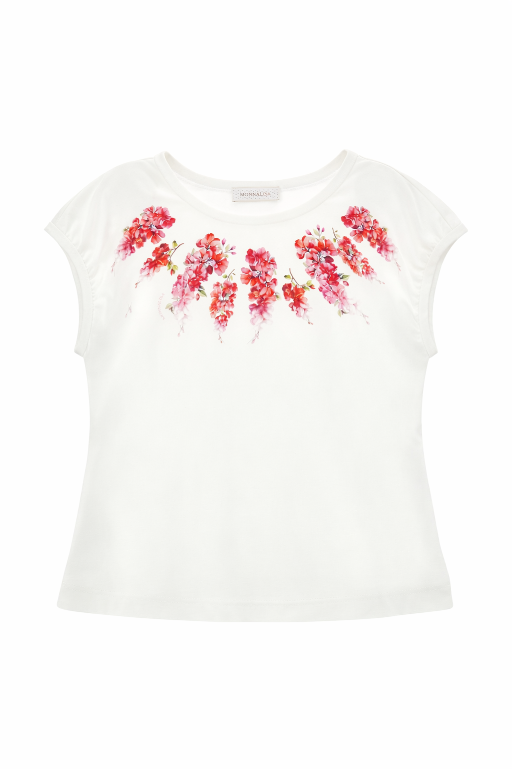 T-shirt per bambina Monnalisa bianca con stampa a fiori 71G604 7231 0001 MONNALISA KIDS 