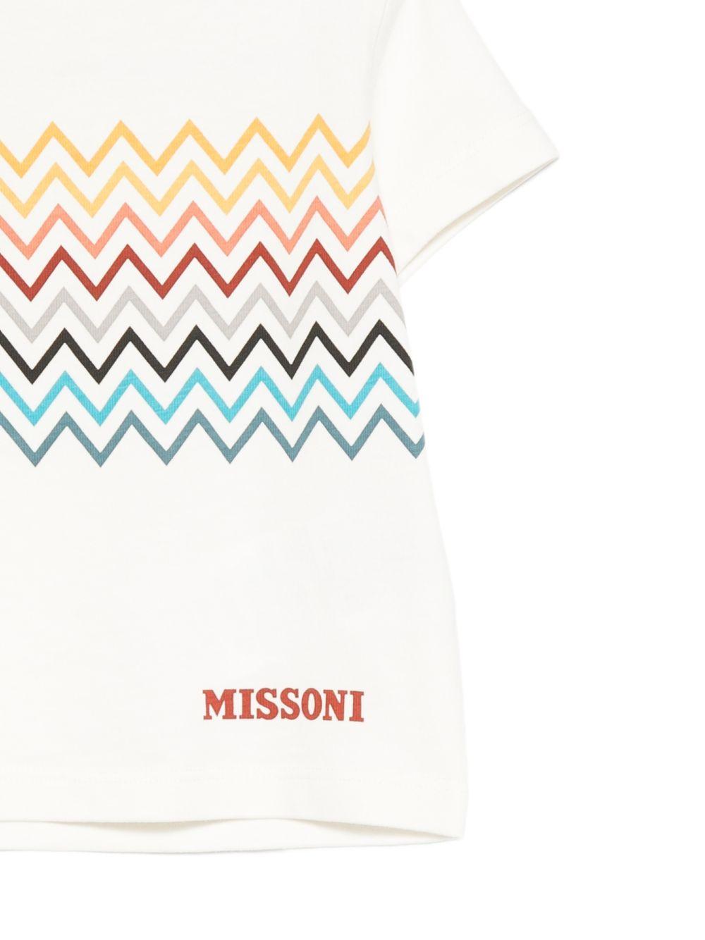 T-shirt per neonato Missoni Kids bianca con stampa zigzag MZ8301 Z3672 102 MISSONI KIDS 