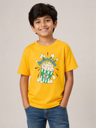 T-shirt per bambini Moschino Kids gialla con stampa grafica HRM05WLAA10 51140 MOSCHINO KIDS 