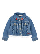 Giubbino per neonata Monnalisa x Disney denim con ricamo Winnie the Pooh sul retro 39G103 7017 0062 MONNALISA KIDS 