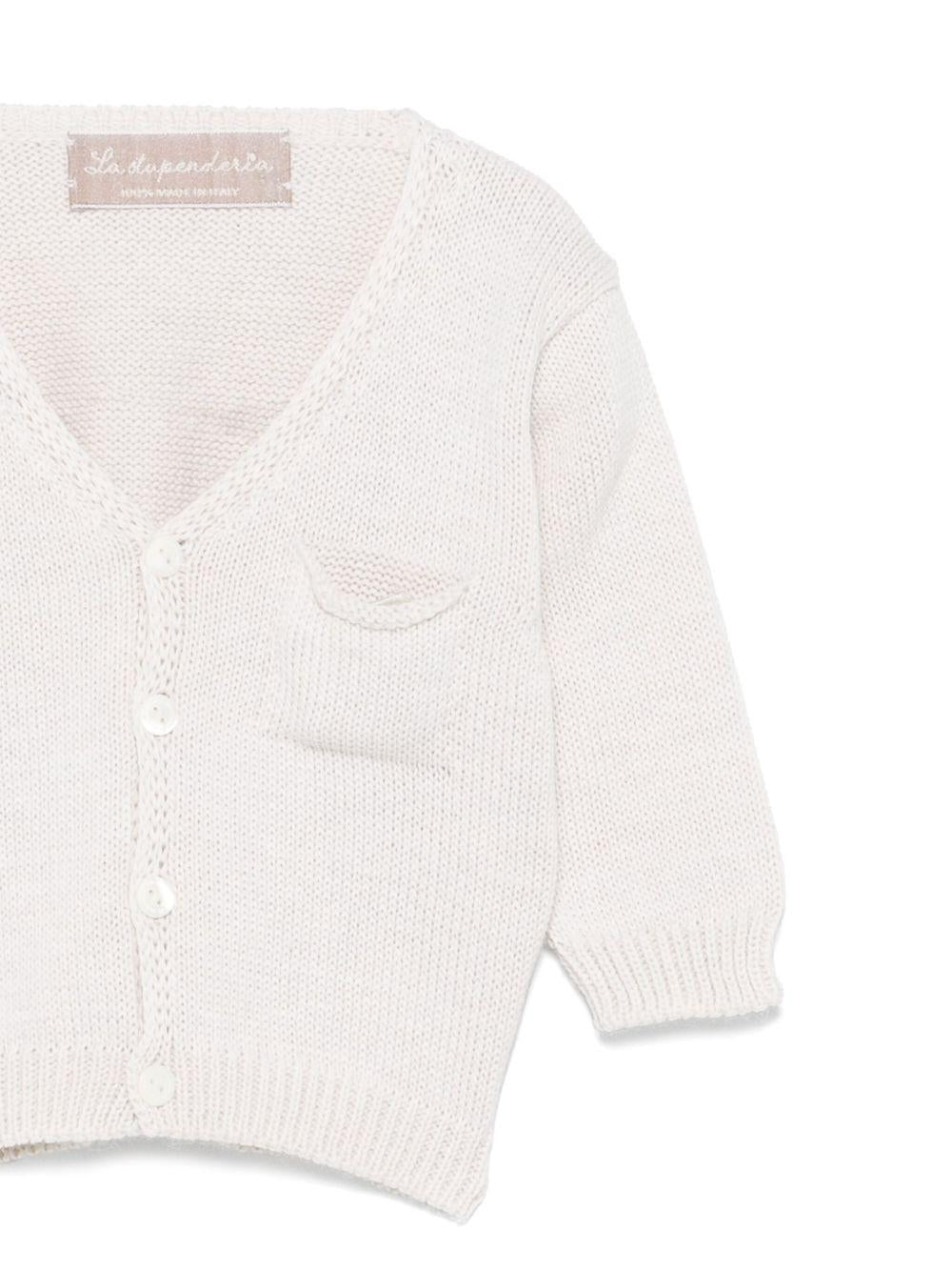Cardigan per neonata La Stupenderia beige in cotone con tasca applicata sul petto SCCR71825 R49 LA STUPENDERIA KIDS 