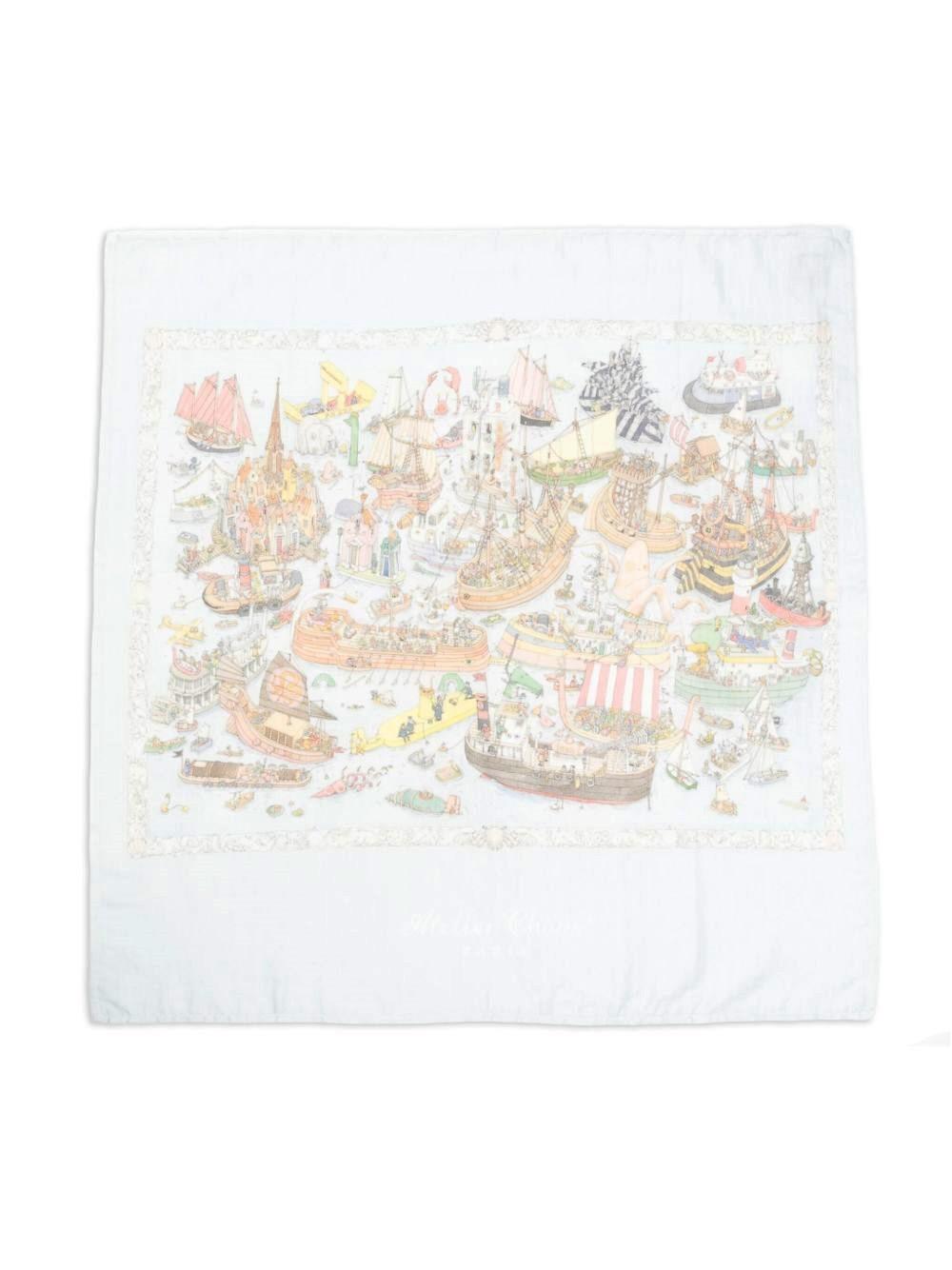 Coperta per neonati Atelier Choux azzurro con stampa grafica CA-CQ-OCA C-U ATELIER CHOUX PARIS KIDS 