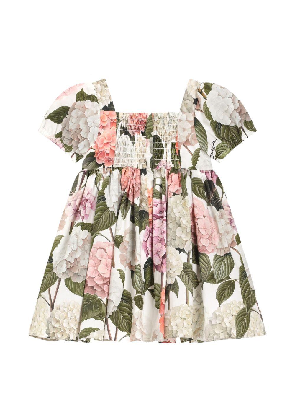 Abito per neonata Dolce & Gabbana Kids multicolore con stampa orchidee L24DF4 HS5UG HA5XG DOLCE & GABBANA KIDS 