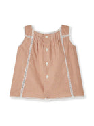 Blusa per neonata Bonpoint arancione con chiusura posteriore con bottone e bordo in pizzo S05XBLW00011 365A BONPOINT 