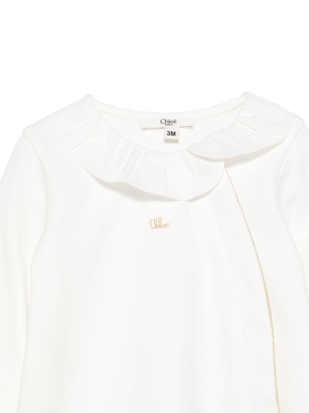 Set tutina, bavaglino e cappellino per neonata Chloé Kids bianco con colletto arricciato C20926 117 CHLOE' KIDS 