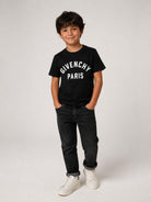 T-shirt per bambini Givenchy Kids nera con stampa logo sul davanti H31345 09B GIVENCHY KIDS 