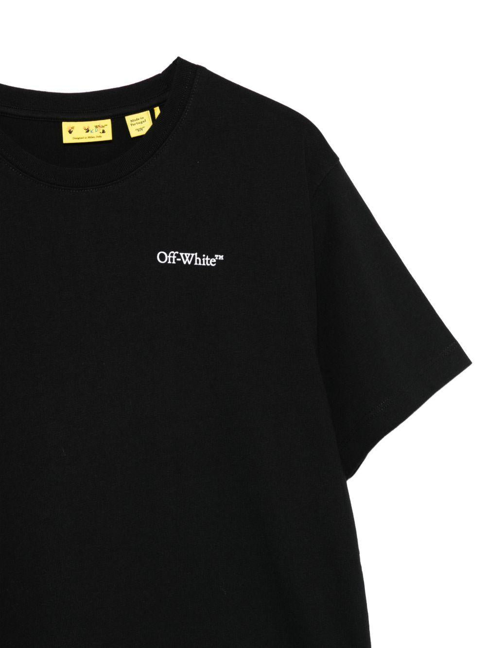 T-shirt per bambini Off-White Kids nera con logo sul davanti 44BAA002S26J009 001 OFF WHITE KIDS 