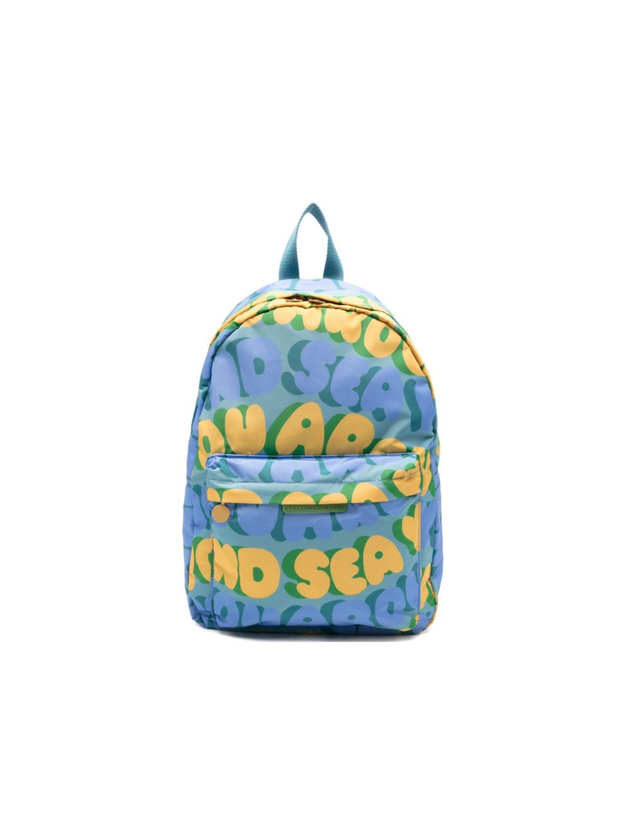 Zaino graffiti per bambini Stella McCartney Kids azzurro con scritte all-over TY0P18 Z3524 642MC STELLA McCARTNEY KIDS 