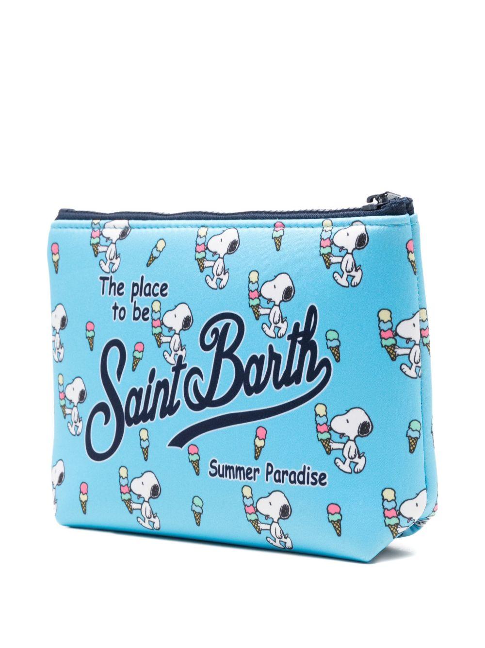 Pochette Aline MC2 Saint Barth x Peanuts azzurra con stampa grafica Snoopy all-over ALIN001 00718L MC2 ST. BARTH KIDS 