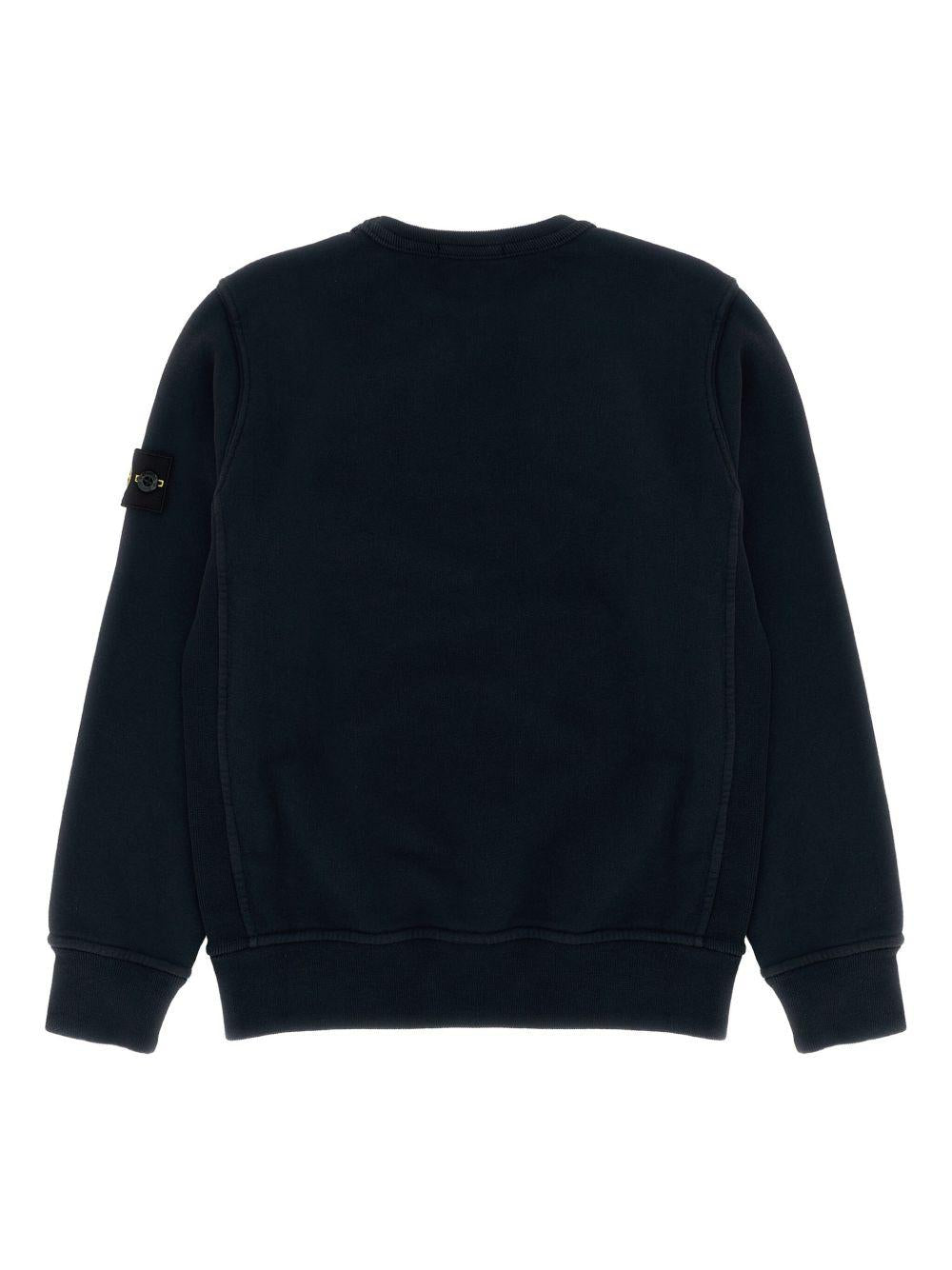 Felpa per bambino Stone Island Kids nera con applicazione sulla manica L2S166100001S0A20 V0029 STONE ISLAND KIDS 