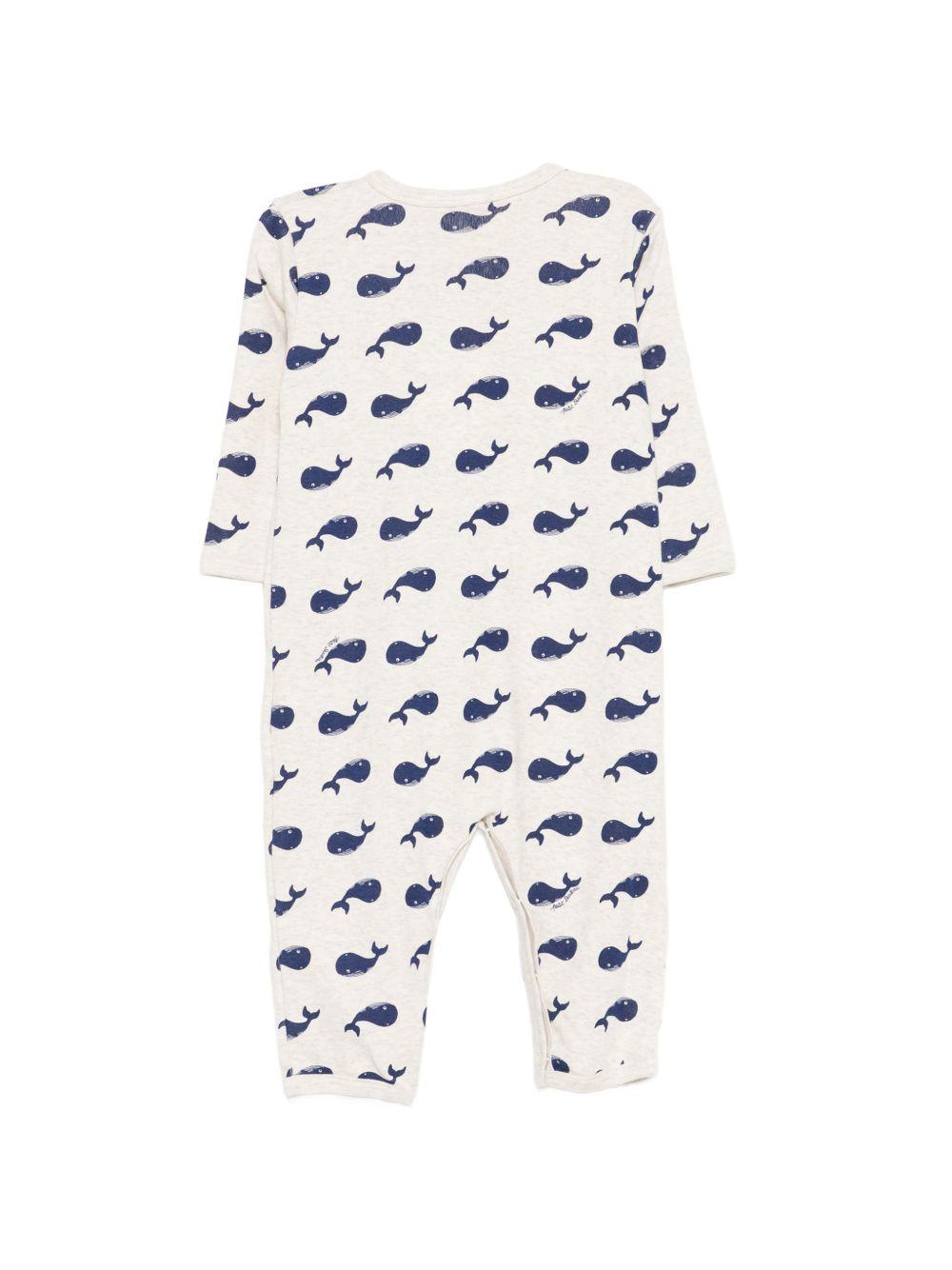 Tutina per neonato Petit Bateau beige con stampa balene all-over A0AXH 01 PETIT BATEAU KIDS 