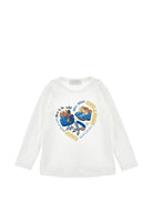 T-shirt per bambina Monnalisa Kids bianca con stampa grafica e maniche lunghe 11H624 8201 0156 MONNALISA KIDS 