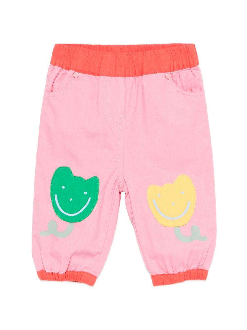 Pantaloni con applicazione per neonata Stella McCartney Kids rosa con fiori TY6110 Z1609 509 STELLA McCARTNEY KIDS 