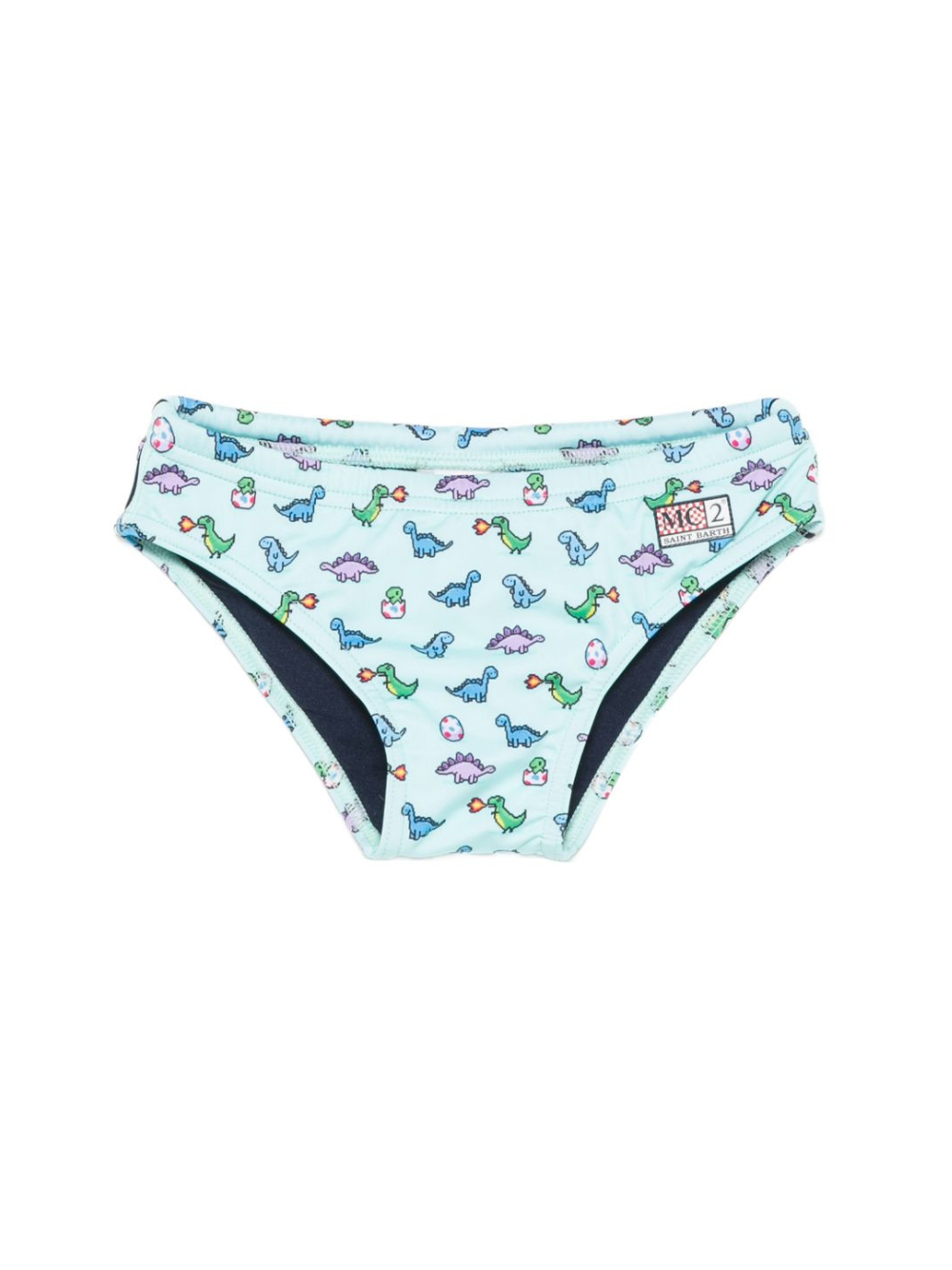 Slip da bagno per bambino MC2 Saint Barth Kids azzurro con stampa dinosauri all-over BIL0001 02884L MC2 ST. BARTH KIDS 