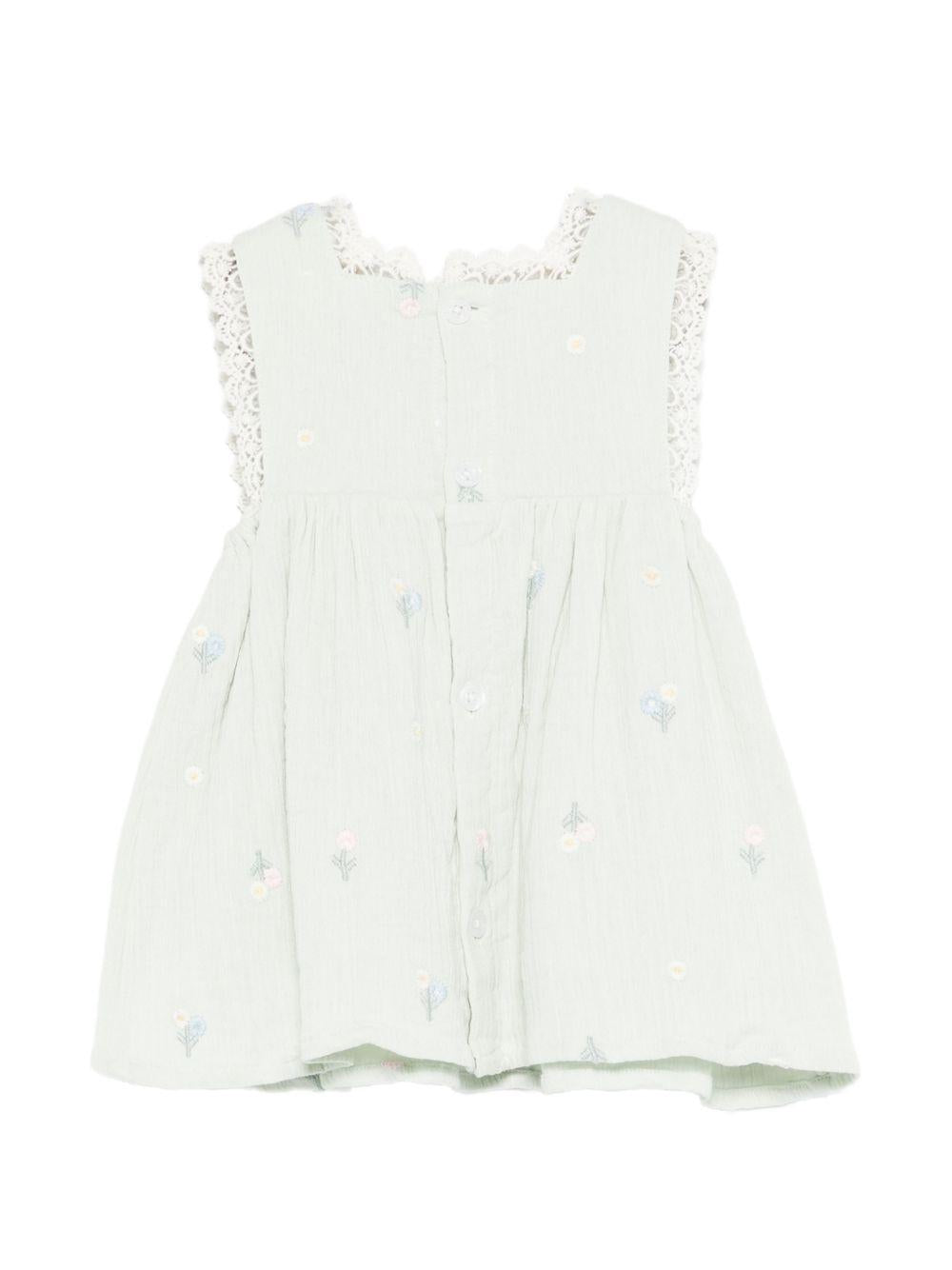 Abito per neonata Louise Misha verde con bordo in pizzo FRI-S26-S0260 ALMOND LOUISE MISHA KIDS 