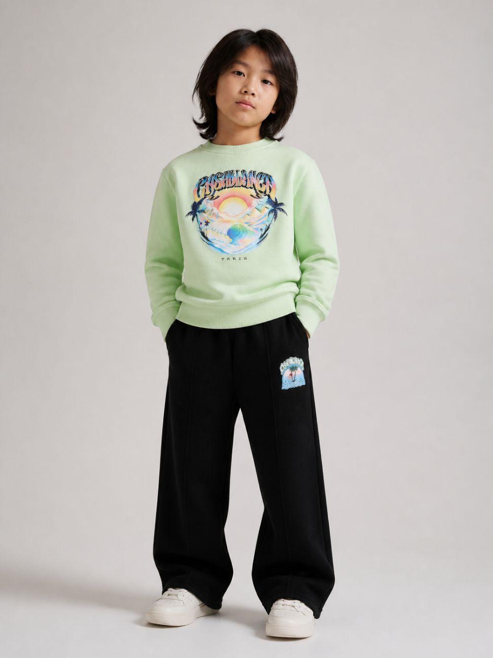 Pantaloni sportivi per bambino Casablanca Kids neri con applicazione laterale KPF26JTR26501 PALM CASABLANCA KIDS 