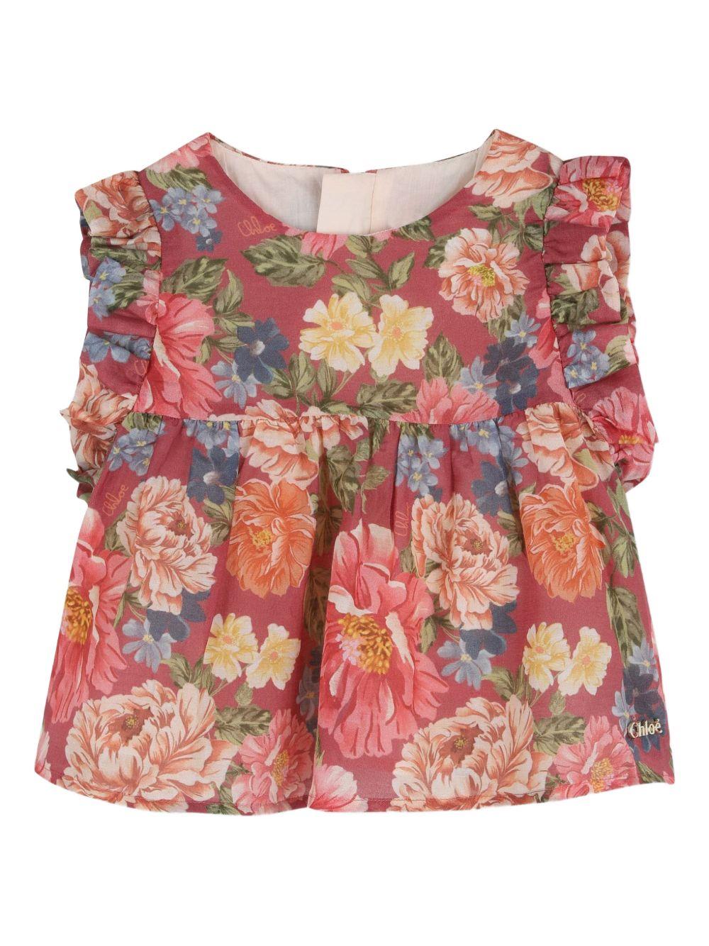 Completo per neonata Chloé Kids multicolore con stampa a fiori C20898 46Y CHLOE' KIDS 