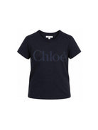 T-shirt per bambina Chloè Kids blu con stampa logo sul davanti C21301 859 CHLOE' KIDS 