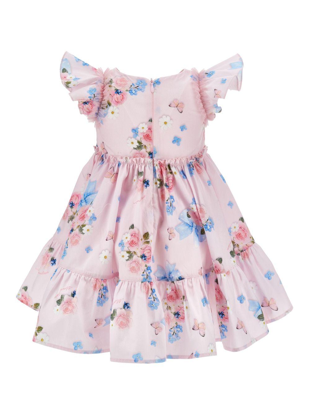 Abito per neonata Monnalisa rosa a fiori con ruches 31G904 7656 0090 MONNALISA KIDS 