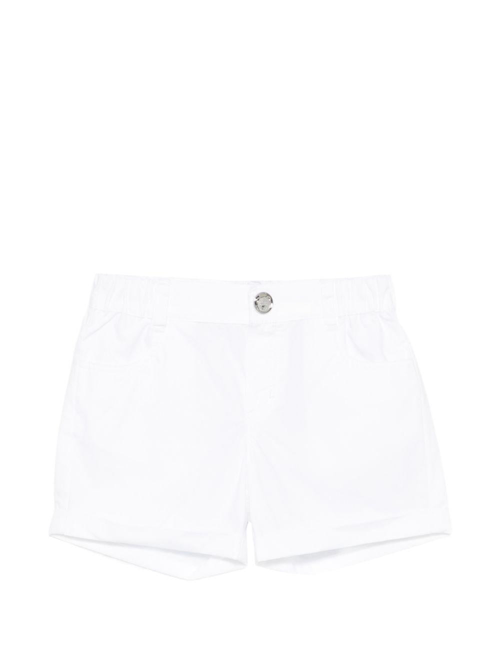 Shorts per neonato Moschino Kids bianchi con logo sul retro MNQ00RLLA10 10101 MOSCHINO KIDS 