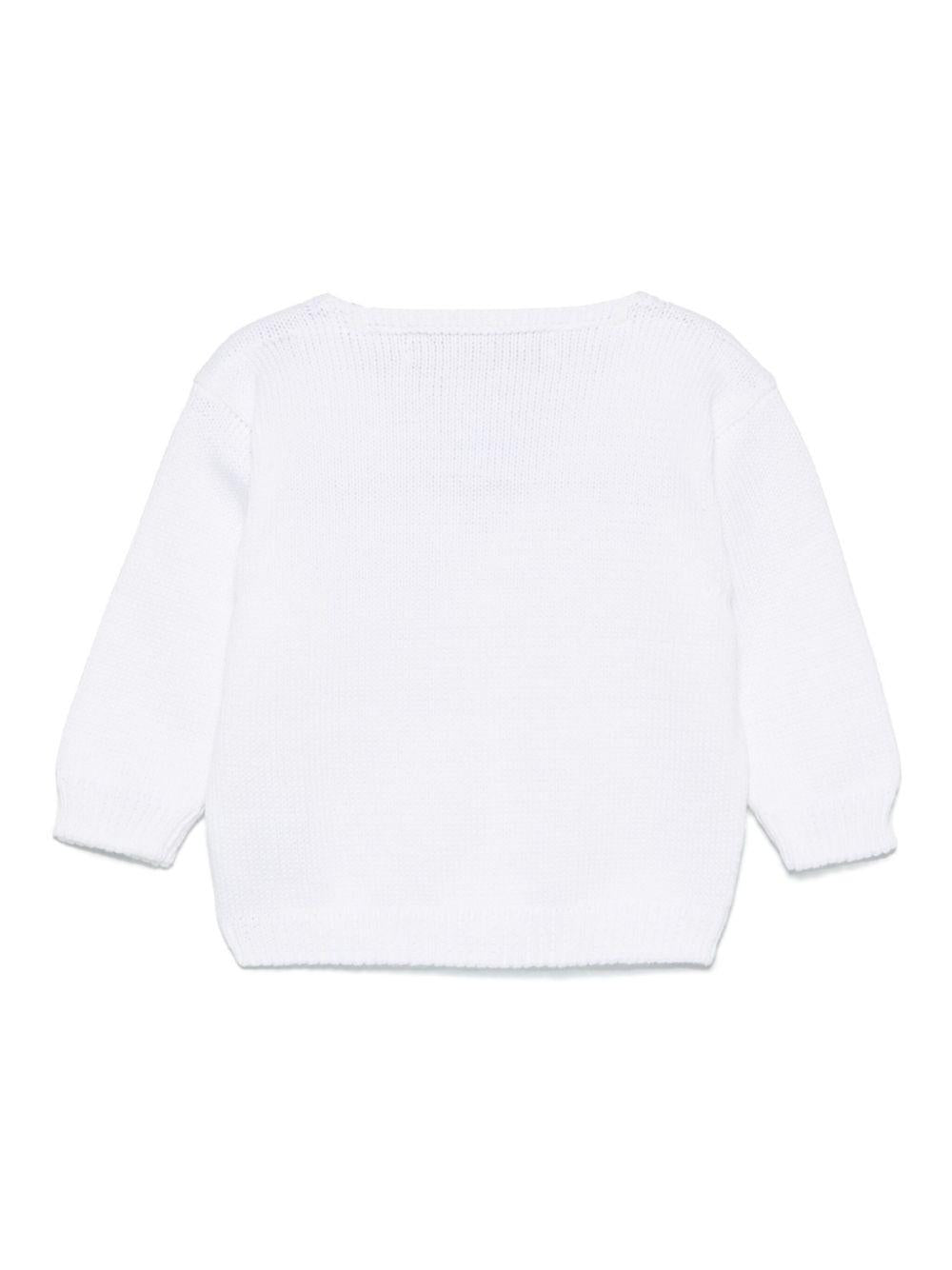 Cardigan per neonata La Stupenderia bianco in cotone con tasca applicata sul petto SCCR71800 C07 LA STUPENDERIA KIDS 