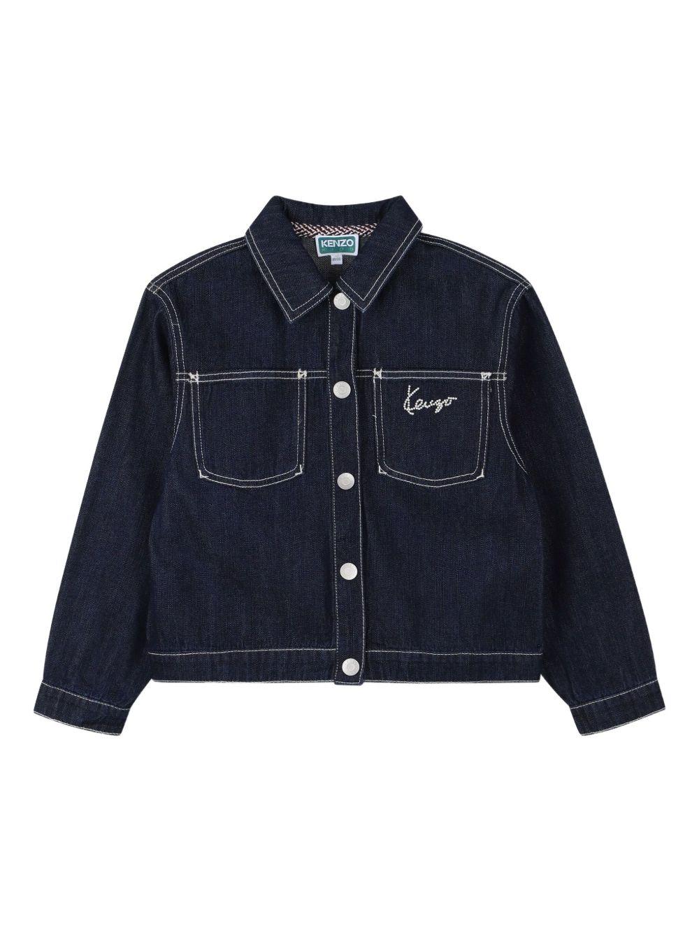 Giacca per bambina Kenzo Kids in denim con logo ricamato K61304 Z35 KENZO KIDS 