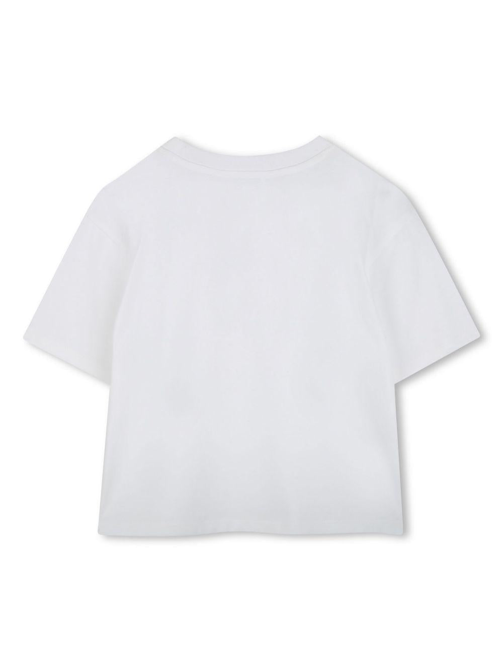 T-shirt con applicazione logo per bambina Marc Jacobs Kids bianco con trama jersey W60463 10P THE MARC JACOBS KIDS 